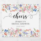 Rustic Colorful Wildflower Bridal Shower Sparkling Wijnetiket (Enkel label)