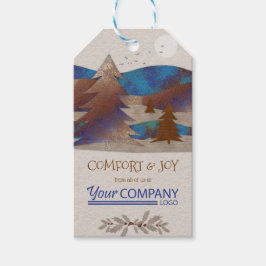 Rustic Company Gift Label, bruin & blauw Logo Cadeaulabel