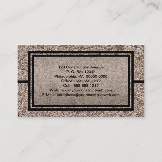 Rustic Concrete constructiebedrijven Visitekaartje (Achterkant)