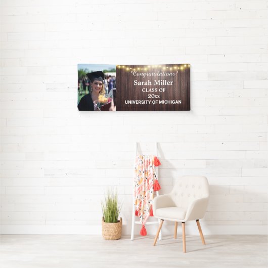 Rustic Congrats afstuderen 2023 met naam & foto Spandoek (Insitu)