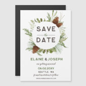 Rustic Conifer Pine cone bruiloft Opslaan Datum (Voorkant / Achterkant)