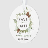 Rustic Conifer pine-kloon slaat de datumfoto op Ornament (voorkant)