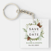 Rustic Conifer pine-kloon slaat de datumfoto op Sleutelhanger (Voorkant)