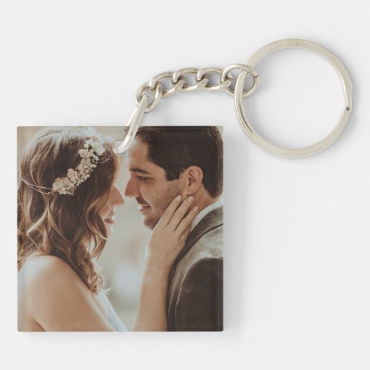 Rustic Conifer pine-kloon slaat de datumfoto op Sleutelhanger (Achterkant)