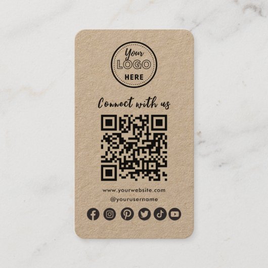 Rustic Connect with US Social Media QR Code Visitekaartje (Voorkant)