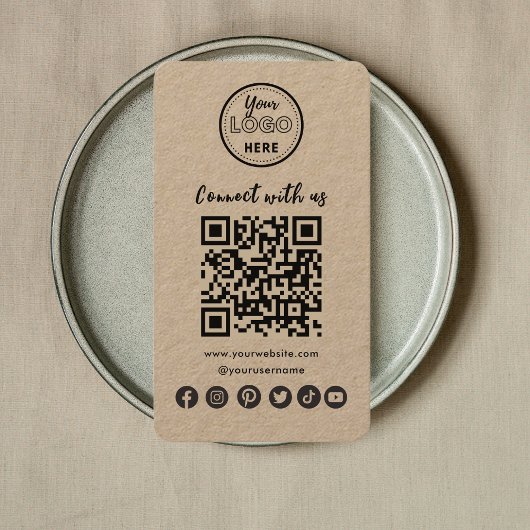 Rustic Connect with US Social Media QR Code Visitekaartje