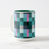 Rustic Contemporary Plaid Tweekleurige Koffiemok (Voorkant links)