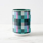 Rustic Contemporary Plaid Tweekleurige Koffiemok (Center)