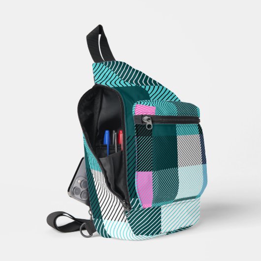 Rustic Contemporary Schotse ruit Sling Bag (Open)