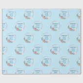 Rustic Copper Blue Floral 50th Birthday Party Cadeaupapier (Vlak)