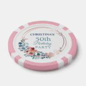 Rustic Copper Blue Floral 50th Birthday Party Poker Chips (Enkel)