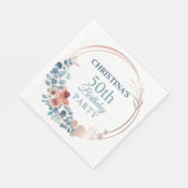 Rustic Copper Blue Floral 50th Birthday Party Servet (Hoek)