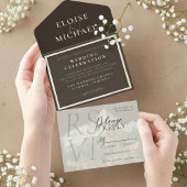 Rustic Copper Brown Wedding All In One Uitnodiging