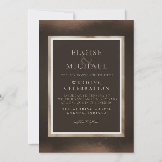 Rustic Copper Brown Wedding Kaart (Voorkant)