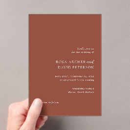 Rustic Copper Editorial Modern Wedding Acryl Uitnodigingen