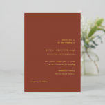 Rustic Copper Editorial Modern Wedding Folie Uitnodiging<br><div class="desc">This design is part of a simple and modern editorial wedding invitation suite in a rustic shade of copper.</div>