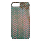 Rustic Copper en Blauwgroen Marble Chevron Case-Mate iPhone Case (Achterkant)