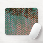Rustic Copper en Blauwgroen Marble Chevron Muismat (Met muis)