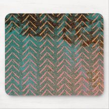 Rustic Copper en Blauwgroen Marble Chevron
