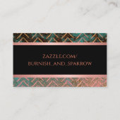 Rustic Copper en Blauwgroen Marble Chevron Visitekaartje (Achterkant)