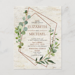 Rustic Copper Geometric Eucalyptus Briefkaart Foto