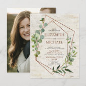 Rustic Copper Geometric Eucalyptus Briefkaart Foto (Voorkant / Achterkant)