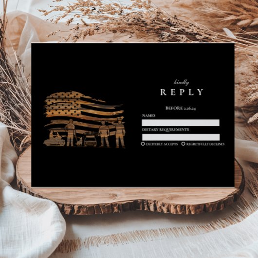 Rustic Copper Police Academy Graduation RSVP Kaartje