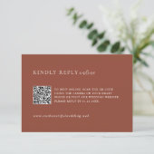 Rustic Copper QR Code Editorial Modern Wedding RSVP Kaartje (Staand voorkant)