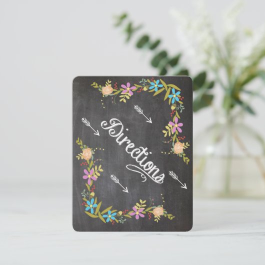 Rustic Coral Aqua Garland Chalkboard Wedding Kaart (Staand voorkant)