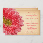 Rustic Coral Gerbera Daisy Wedding Invitation Kaart (Voorkant / Achterkant)
