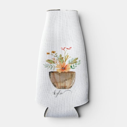 Rustic Coral Painted Flowers Flesjeskoeler (Voorkant)