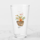 Rustic Coral Painted Flowers Glas (Achterkant)