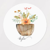 Rustic Coral Painted Flowers Labels (Design 2)