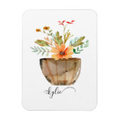Rustic Coral Painted Flowers Magneet (Verticaal)