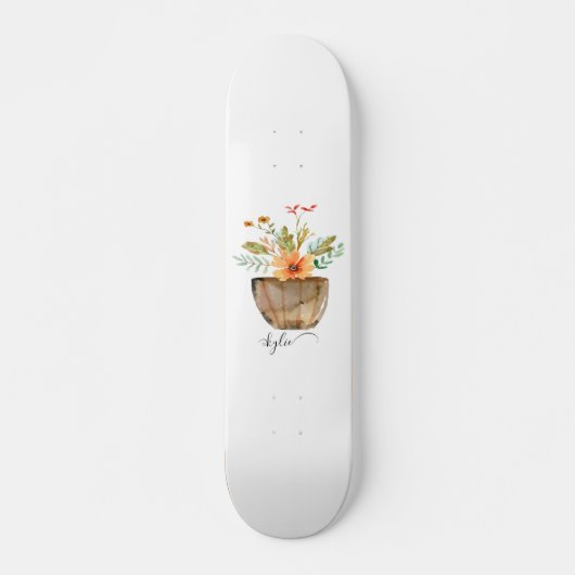 Rustic Coral Painted Flowers Persoonlijk Skateboard (Voorkant)