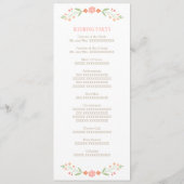 Rustic Coral Pink en Green Floral Wedding Programmakaart (Achterkant)