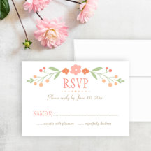 Rustic Coral Pink en Green Floral Wedding