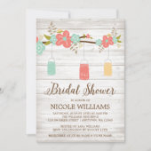 Rustic Coral Wood Mason Jar Branch Vrijgezellenfee Kaart (Voorkant)