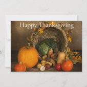 Rustic Cornucopia Harvest Thanksgiving Blessings Feestdagenkaart (Voorkant)