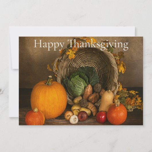 Rustic Cornucopia Harvest Thanksgiving Blessings Feestdagenkaart (Voorkant)