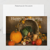 Rustic Cornucopia Harvest Thanksgiving Blessings Feestdagenkaart (Voorkant / Achterkant)
