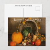 Rustic Cornucopia Harvest Thanksgiving Blessings Feestdagenkaart (Voorkant / Achterkant)