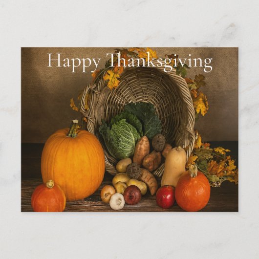 Rustic Cornucopia Harvest Thanksgiving Blessings Feestdagenkaart (Voorkant)