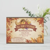Rustic Cornucopia Herfst reünie uitnodiging (Staand voorkant)