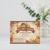 Rustic Cornucopia Herfst Reunion Invitation briefk Feestdagenkaart (Staand voorkant)
