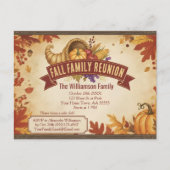 Rustic Cornucopia Herfst Reunion Invitation briefk Feestdagenkaart (Voorkant)