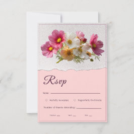 Rustic Cosmos Bloemenpleister Gescheurd Papier Tro RSVP Kaartje