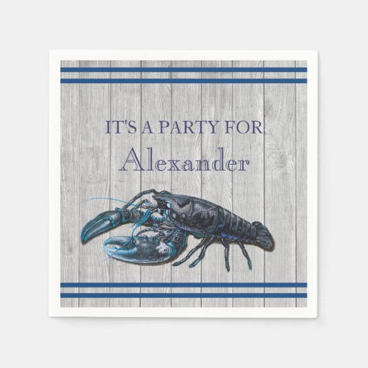 Rustic Costal Nautical Navy Blue Gray wood Napkins Servet (Voorkant)