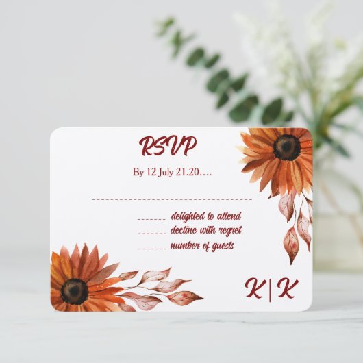 Rustic & Cosy Autumn Wedding Response Kaart (Staand voorkant)