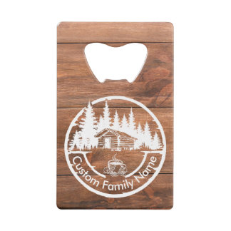Rustic Cottage Cabin Barn | Custom Family Name Creditkaart Flessenopener